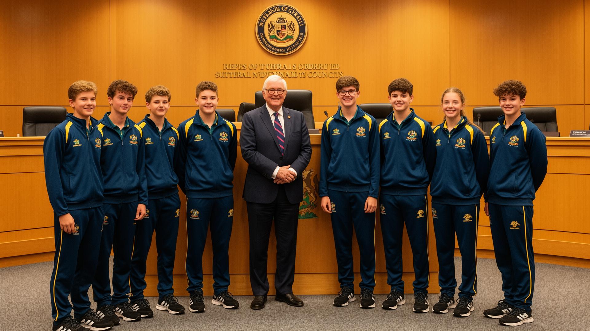 WSAS scholarship holders with Mayor Todd Carney at the Civic Centre on Wednesday.